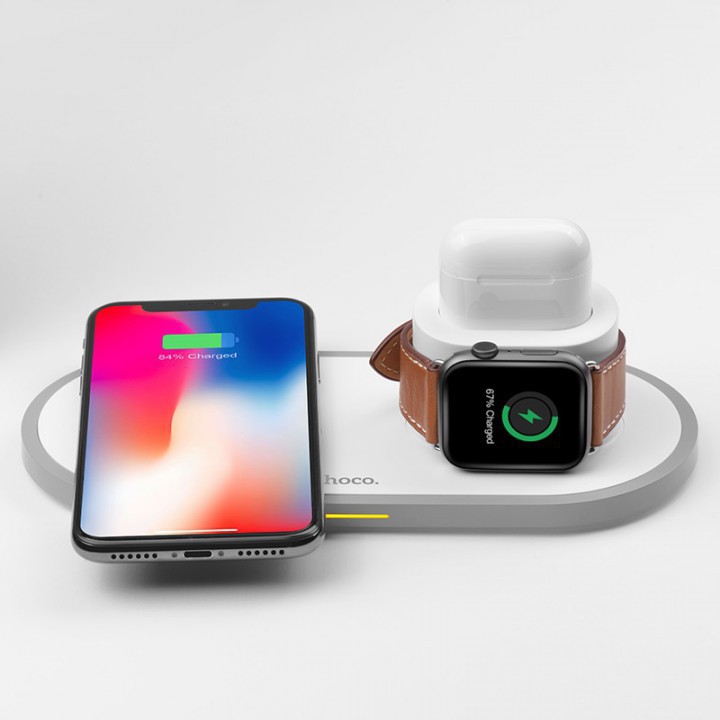 Sạc không dây, Đế sạc không dây HOCO CW21 3 in 1 ( Iphone - Airpod - Apple Watch )