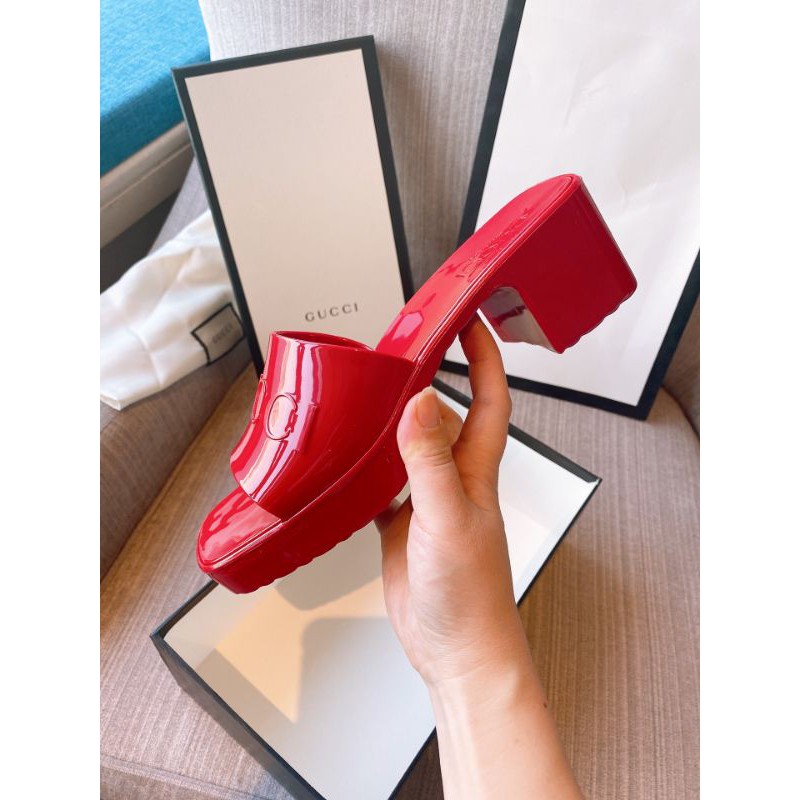 Guốc thời trang nữ mũi vuông gót 5,5cm quai ngang Gucci GC