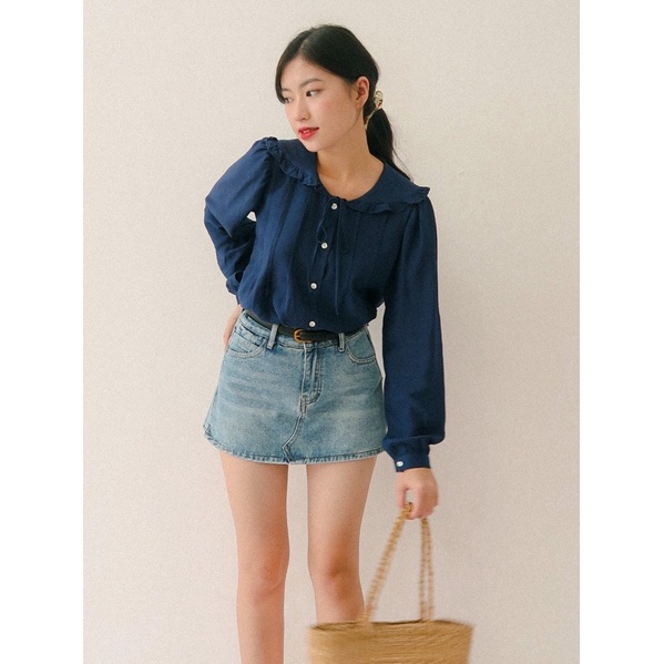 ARIUSTEES - Áo sơ mi lụa cổ bèo cột nơ Louis Blouse