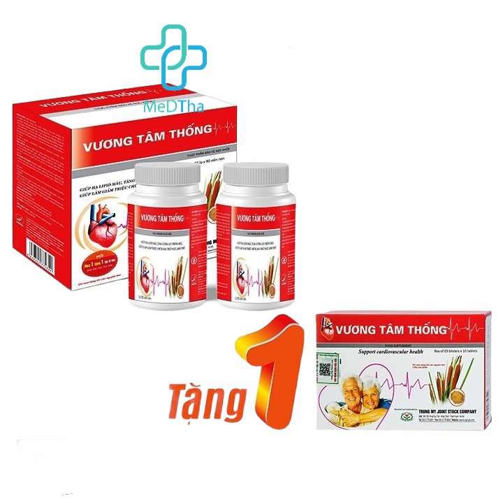 Vương Tâm Thống - Hỗ trợ điều trị Bệnh Mạch Vành, Đau Thắt Ngực, Xơ Vữa Động Mạch (Hộp 90, 180 viên) [Chính hãng]
