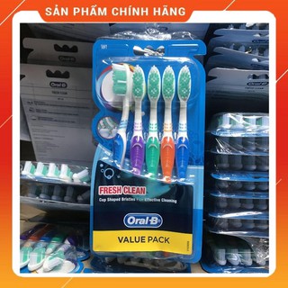 Bàn chải đánh răng lông siêu mềm siêu sạch Oral B Fresh Clean Soft - 5 chiếc Full Combo cho cả gia đình