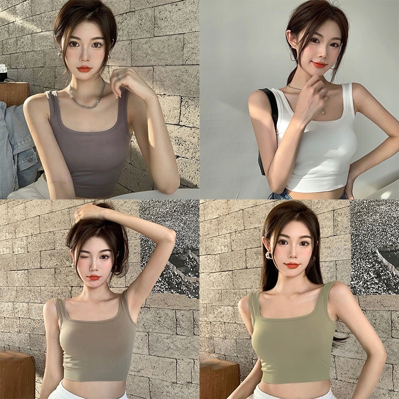 Áo Croptop Sát Nách Màu Sắc Thanh Lịch Cho Nữ
