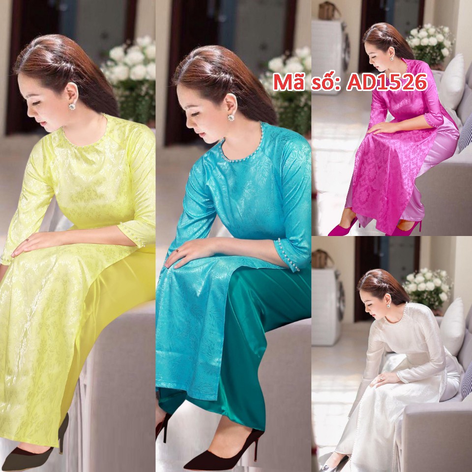 ⚡️ có big size 3XL ⚡️ AD1526 ÁO DÀI TRUYỀN THỐNG GẤM THÁI TUẤN CỔ TRÒN KÈM QUẦN ỐNG RỘNG