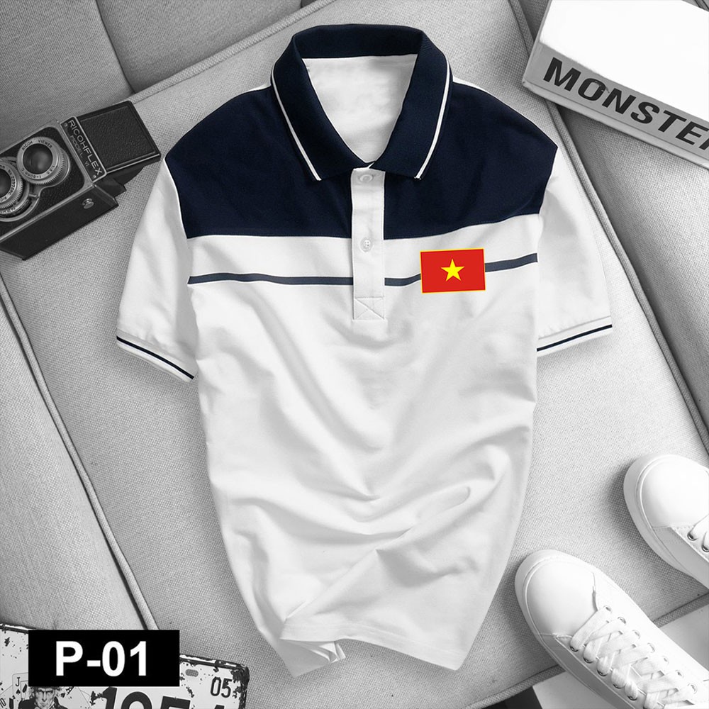 Áo polo có cổ ngắn tay GUCATIN logo Việt Nam cao cấp thiết kế sang trọng vải xịn mát không xù lông