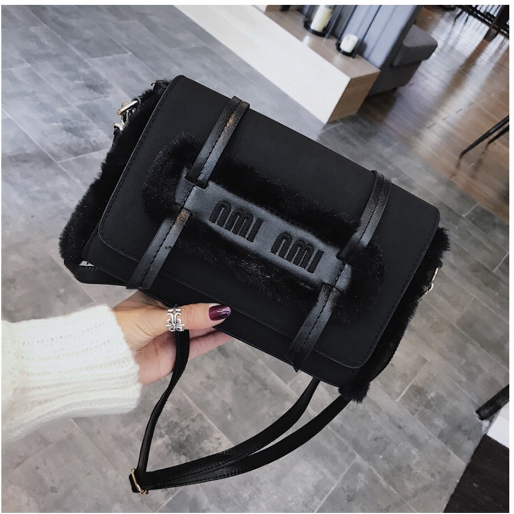 TÚI XÁCH NỮ , túi da lộn, túi da nữ, túi đeo vai, túi đeo chéo VIỀN LÔNG DA TỔNG HỢP | BigBuy360 - bigbuy360.vn