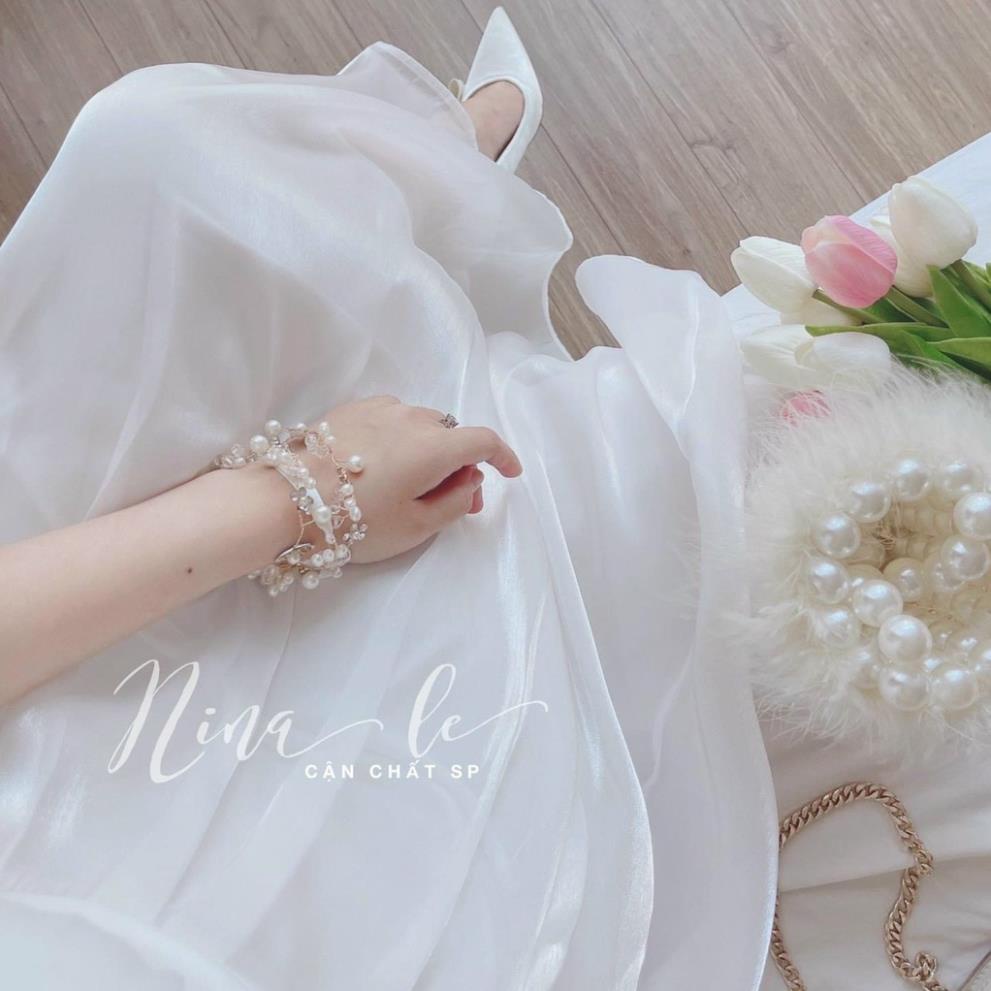 TTL đầm váy maxi trắng 2 dây dự tiệc đi biển dáng dài tiểu thư cúp ngực
