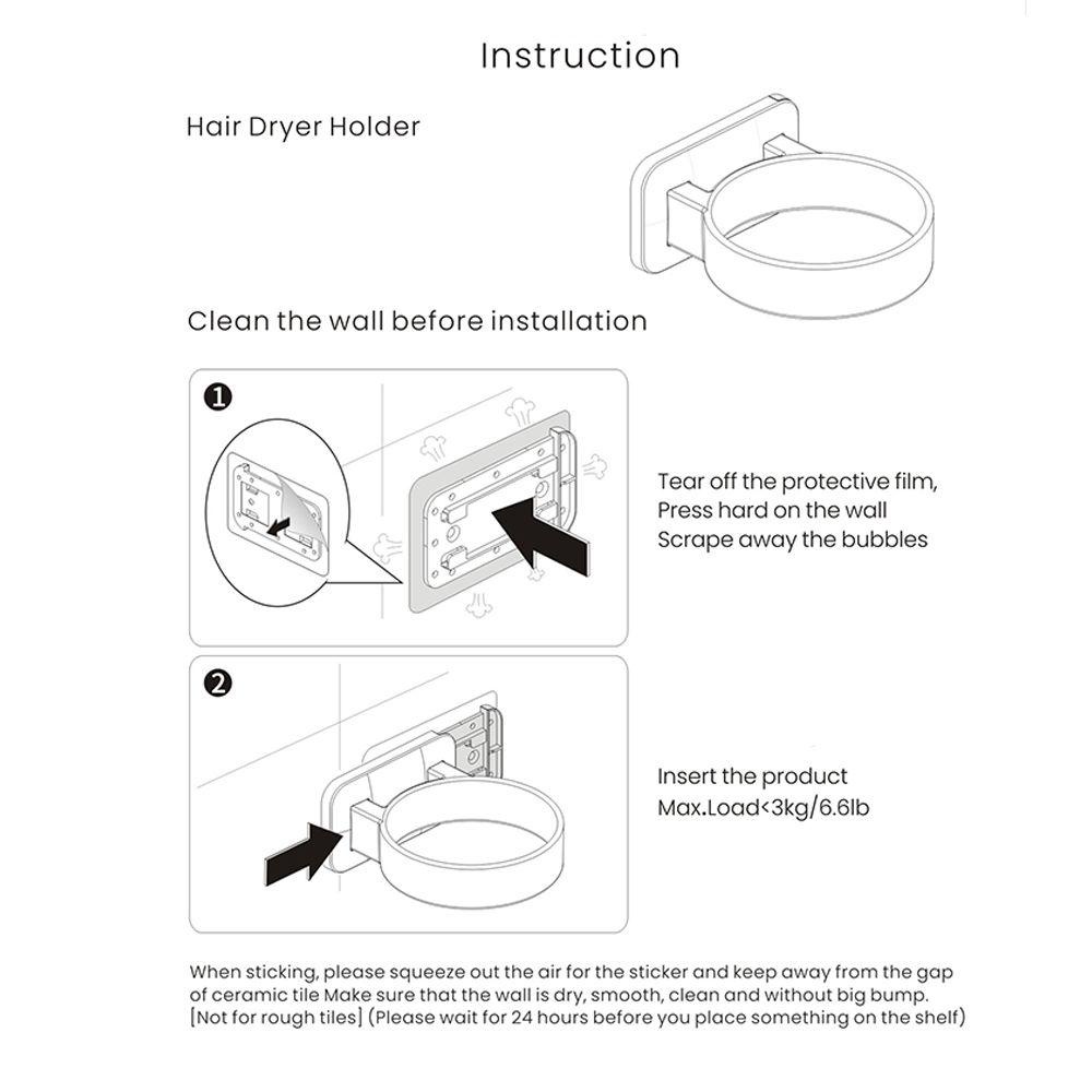 PINEVN Giá Treo Máy Sấy Tóc Chống Nước Chống Ẩm Không Cần Khoan