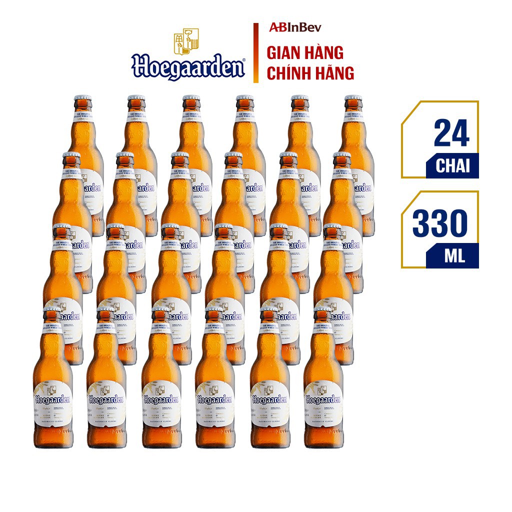 Thùng 24 Chai Hoegaarden White - Bia Bỉ Chính Hiệu Lúa Mỳ (330ml/ chai)