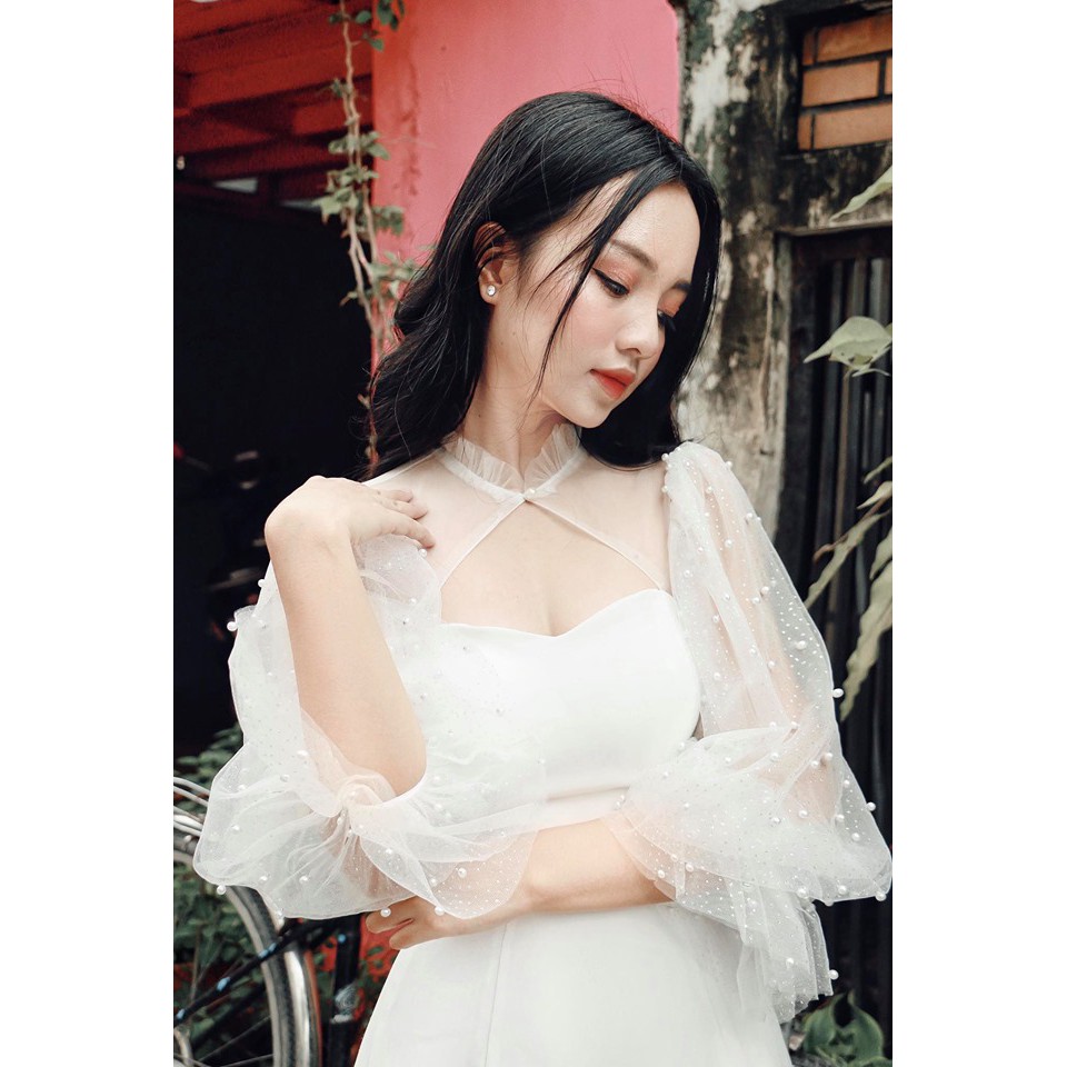 Đầm dự tiệc tay phồng đính hạt nữ tính Laga Dress