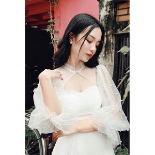 Đầm dự tiệc Tay phồng đính hạt tôn dáng