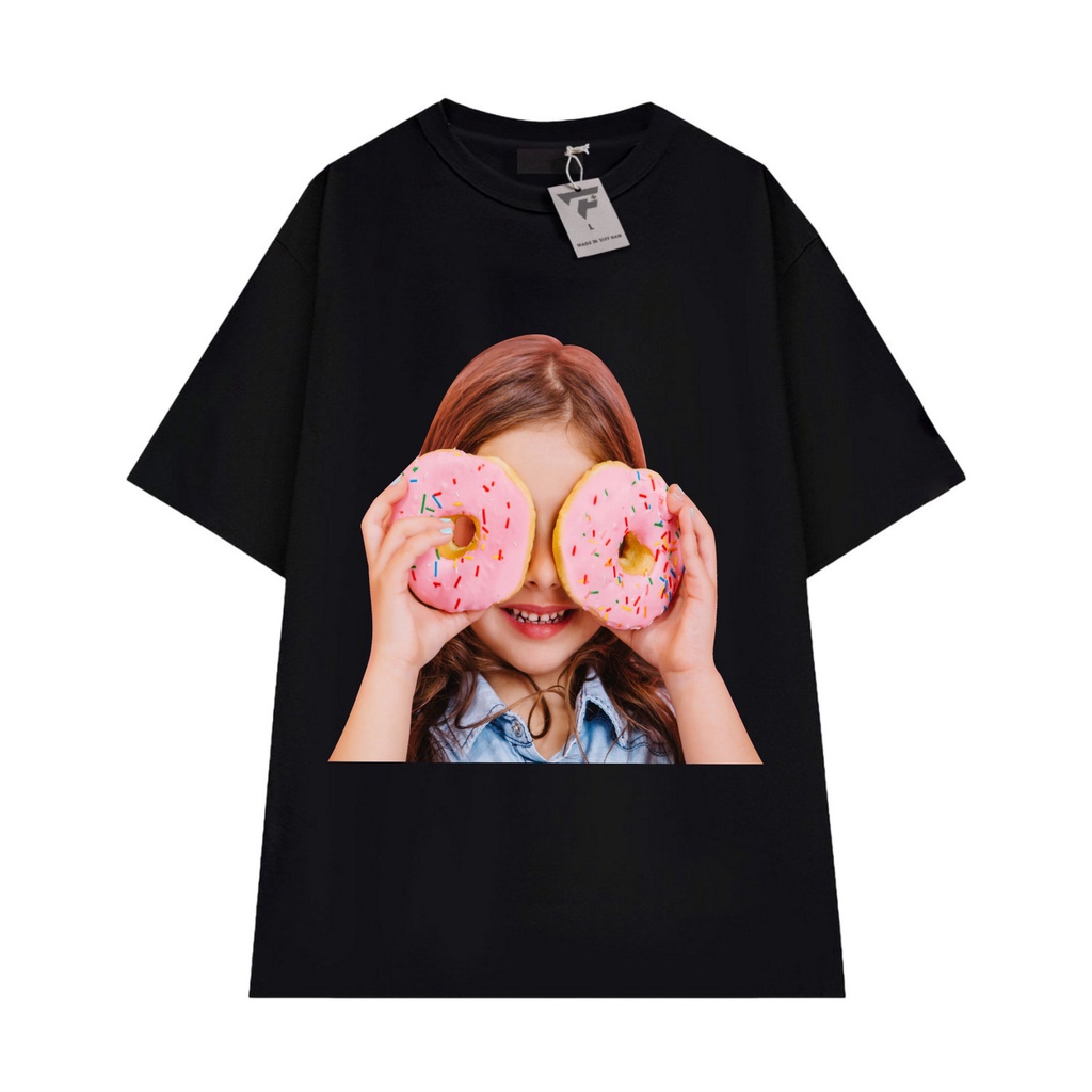 Áo thun nữ unisex form rộng in bánh donut hình in sắc nét vải mát FPLUS FP140