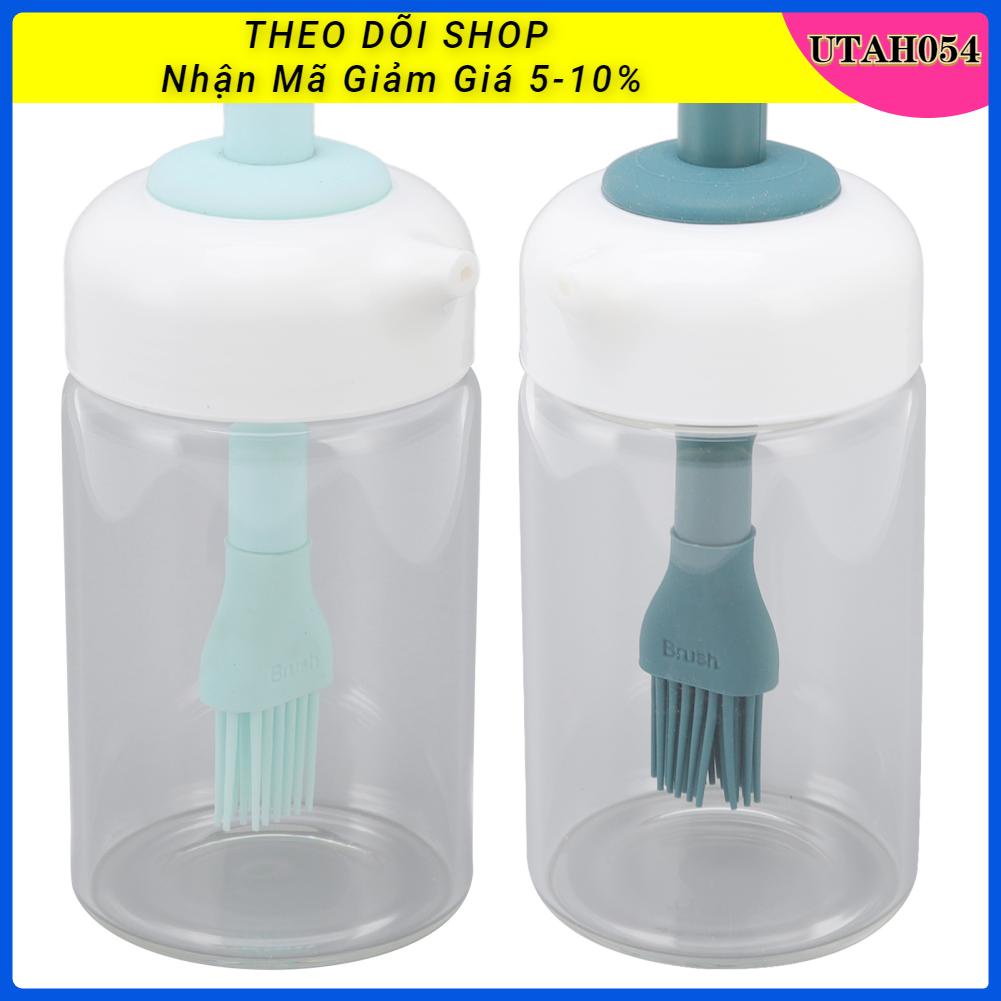 [Hàng Sẵn] Nhấn áp lực để kiểm soát dầu sử dụng hai sử dụng bình dầu nhà bếp điều khiển bình dầu thủy tinh【Utah054】