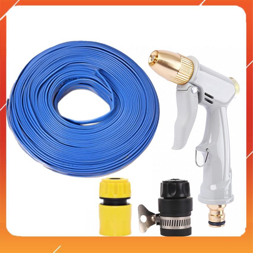 Bộ dây và vòi xịt rửa xe tưới cây tăng áp 15M (cút nhựa nối nhựa đen 713-2) 206846