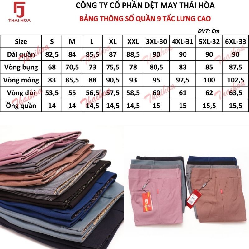 Quần tây nữ 9 tấc công sở màu đen đẹp bigsize trơn Thái Hoà 2c982-17-01