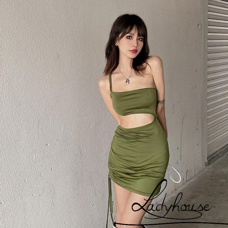 Đầm lệch vai ôm dáng màu trơn gợi cảm cho nữ