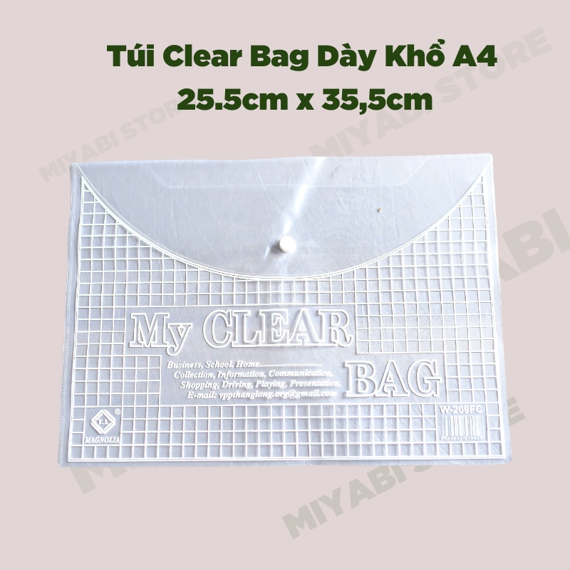 Bìa đựng tài liệu văn phòng phẩm giá sỉ A4 my clear bag  trong suốt - Túi đựng tài liệu giấy a4 - MIYABI