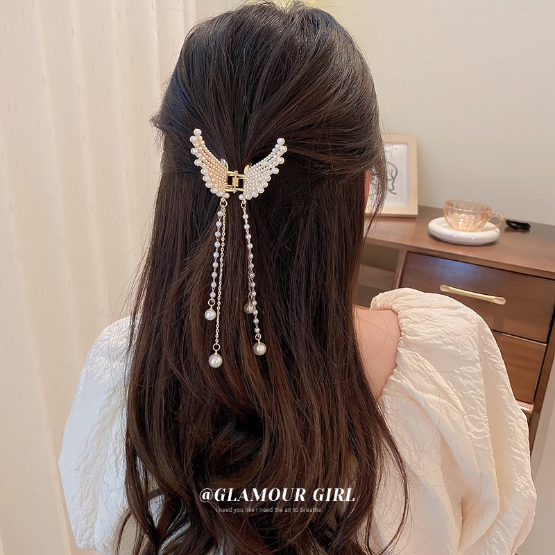 Kẹp Tóc Càng Cua Mini Hình Cánh Bướm Đính Ngọc Trai Cổ Điển Phong Cách Hàn Quốc Hàng Mới 2022 Dành Cho Bạn Nữ