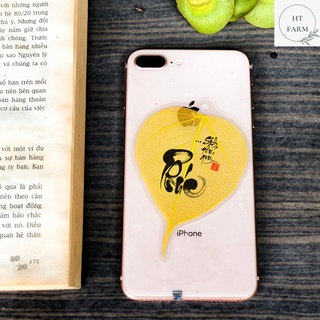 Lá Bồ Đề thư pháp - chữ Phúc (Cầu Bình An – Tài Lộc – May mắn, Ốp điện thoại, Hàng loại 1)