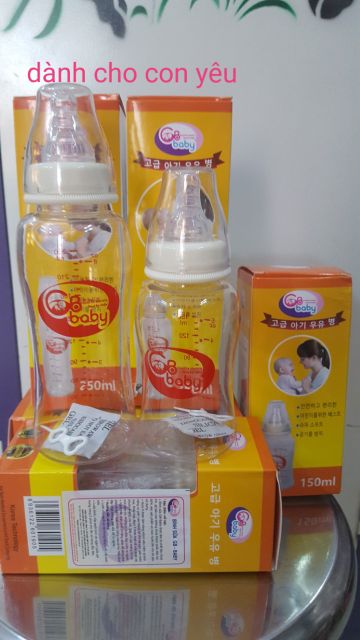 Bình sữa cổ hẹp GB Baby Hàn Quốc 150ml 250ml - Núm Ty