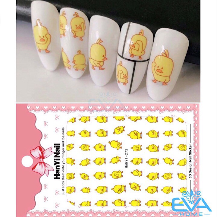 Miếng Dán Móng Tay 3D Nail Sticker Tráng Trí Hoạt Hình  Hoạ Tiết Gà Con HY272