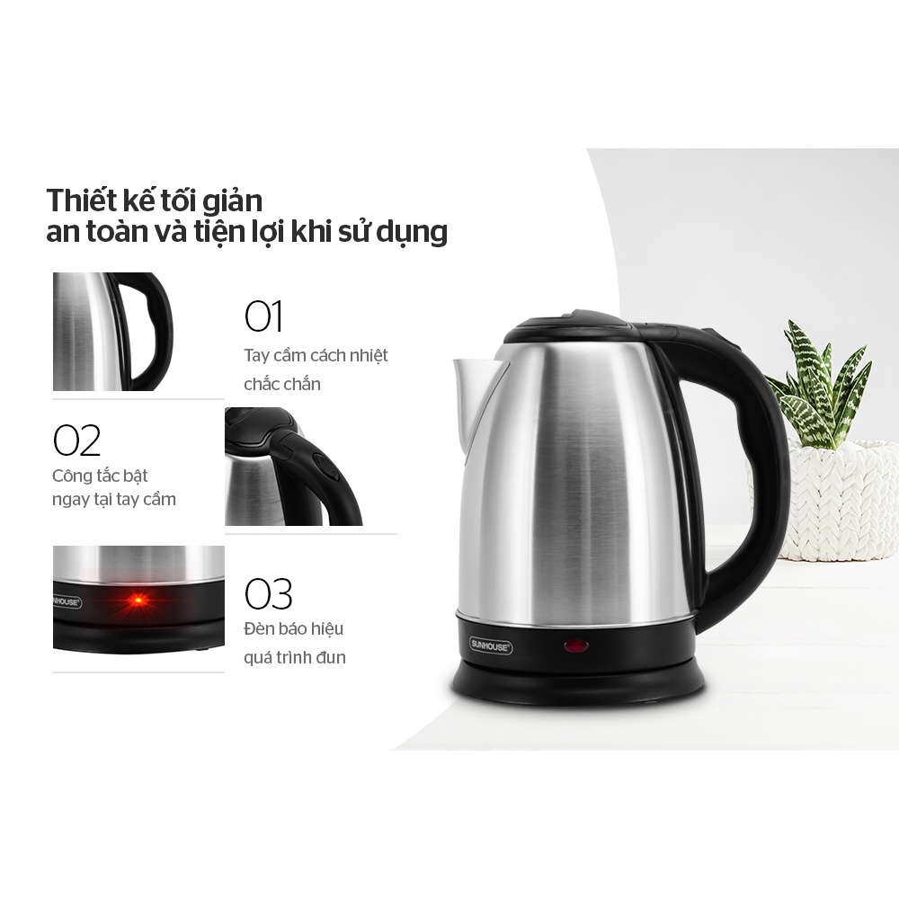 ẤM SIÊU TỐC INOX 1,8L - SHUNHOUSE SHD1182, HÀNG CHÍNH HÃNG