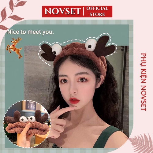 Băng đô rửa mặt bờm cài tóc turban dễ thương cute tuần lộc