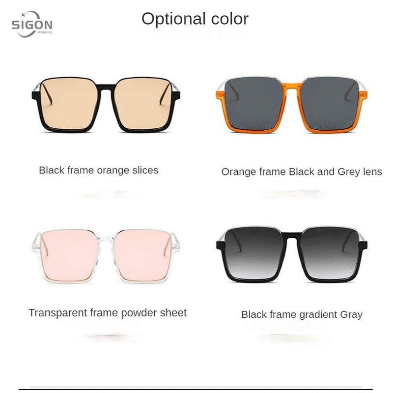 Korean version of the ins net red lower half-frame glasses male champagne sunglasses female trendy street shooting big frame square big face sunglasses