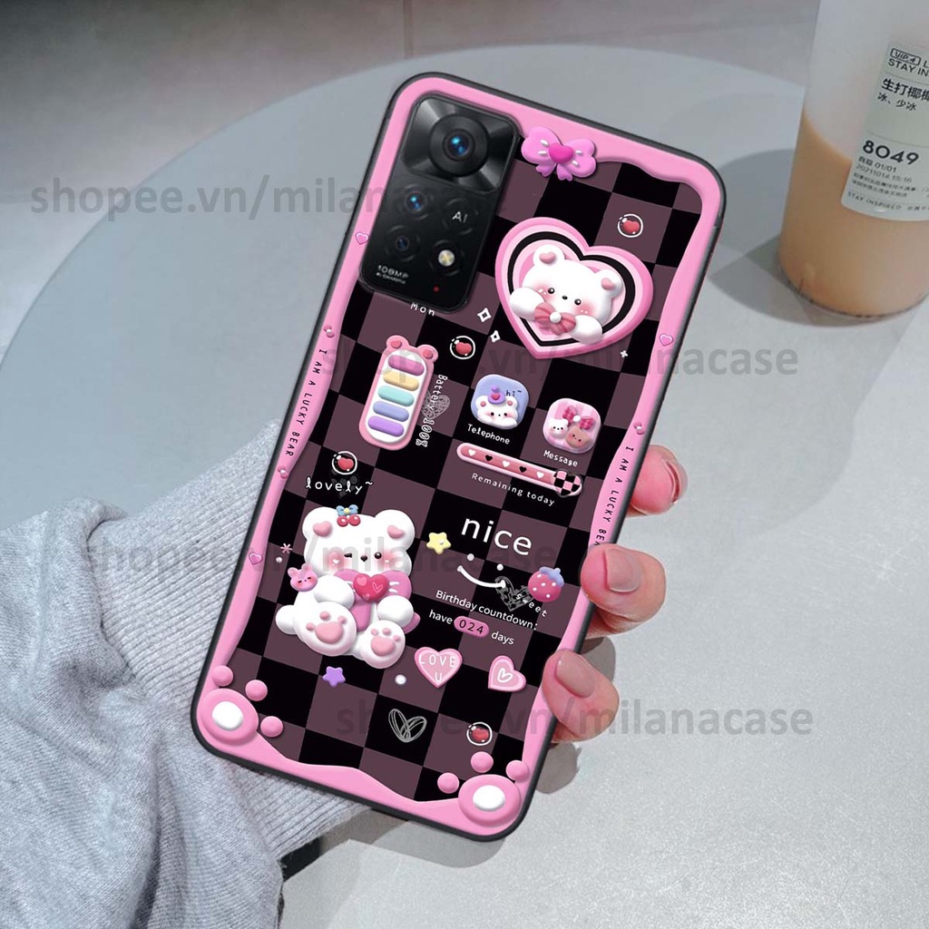 Ốp Xiaomi Redmi Note 11 4G / Note 11S / Note 11 Pro 5G hình đồng hồ icon gấu mèo cute cực dễ thương ngộ nghĩnh