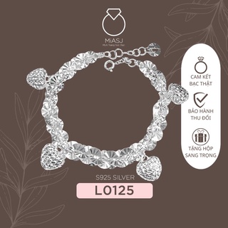 Lắc tay xoắn charm tim bạc ý s925 lắc tay nữ đẹp miễn phi xi kim l0125| mi.a trang sức bạc
