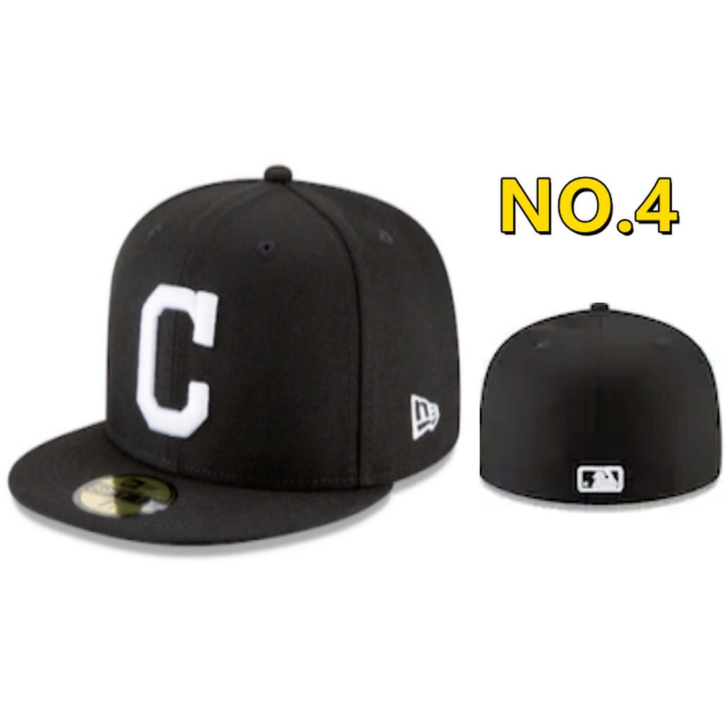 MLB Cliff Indians Baseball Team Non-Adjustable Baseball Cap Full Seal Cap Size Flat Brim Hat Hip Hop Baseball Cap Couple Hat Sun Hat Street Fashion Hat Unisex Size Pl