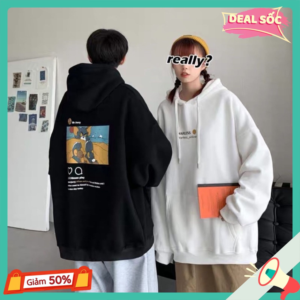 Áo hoodie nam nữ phong cách ovesize nỉ siêu đẹp vải dày from rộng