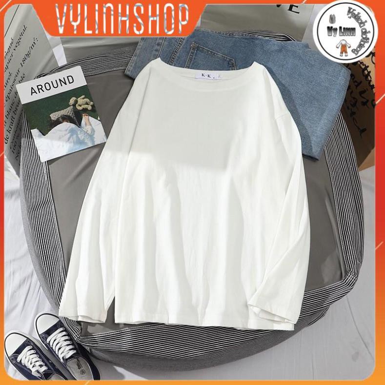 Áo phông nam VYLINHSHOP áo thun tay dài trơn basic phom rộng dáng unisex nhiều màu
