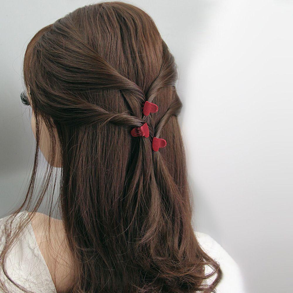 Kẹp Tóc Mini Vải Nhung Hình Trái Tim Xinh Xắn Thời Trang Cho Nữ