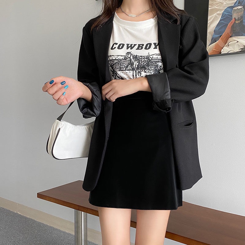 Chân Váy Chữ A Lưng Cao Màu Đỏ Đậm Phong Cách Retro Thời Trang