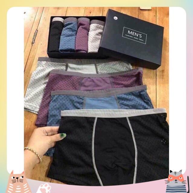 [FREESHIP]Hộp 4 Quần Sịp Đùi Thông Hơi Men,Quần Đùi Sịp Nam co giãn Bin Store