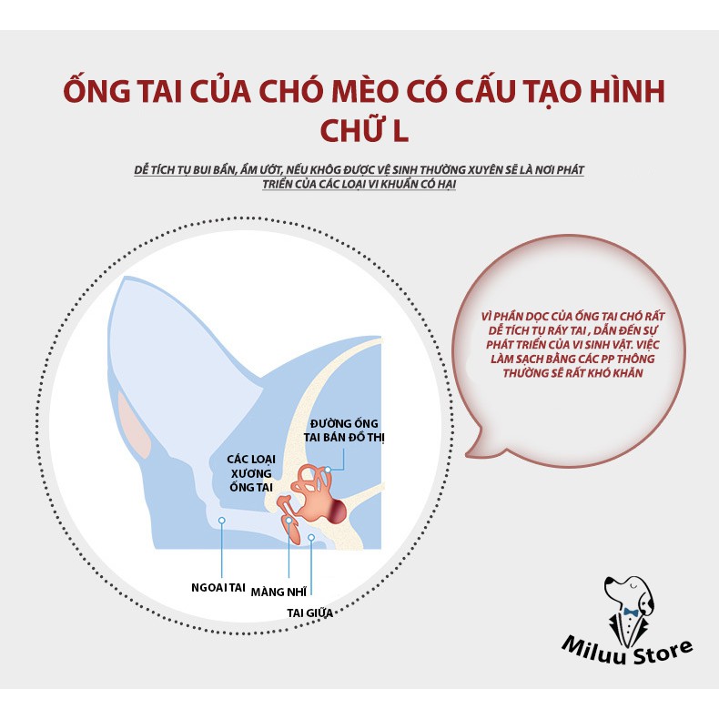 [Mã PET50K giảm Giảm 10% - Tối đa 50K đơn từ 250K] Nước Rửa Tai Cho Chó Mèo, làm sạch giữ vệ sinh vùng tai cho thú cưng