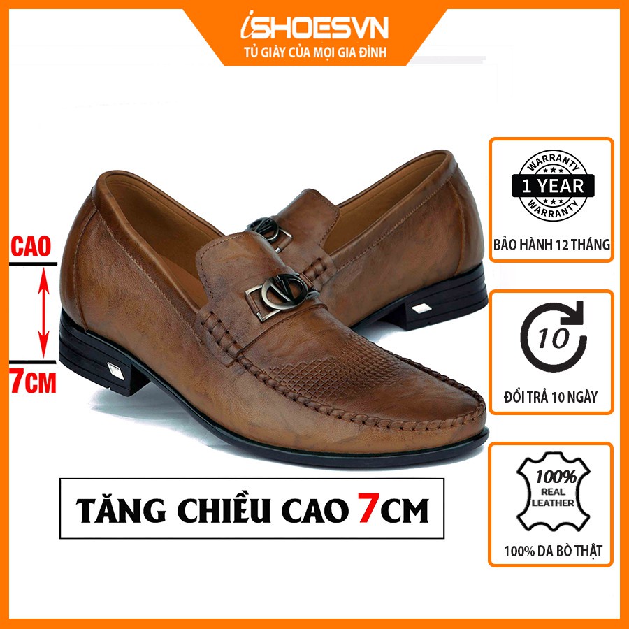 Giày da nam tăng chiều cao ISHOESVN IS118 - Giày lười công sở