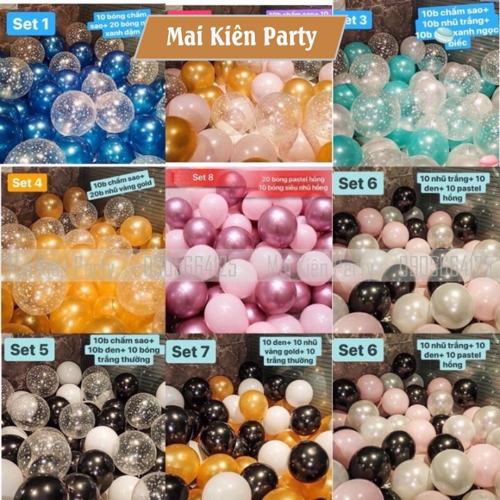 Set 30 Bóng Cao Su Mix Màu Trang Trí Nha Tiệc Tùng Sinh Nhật