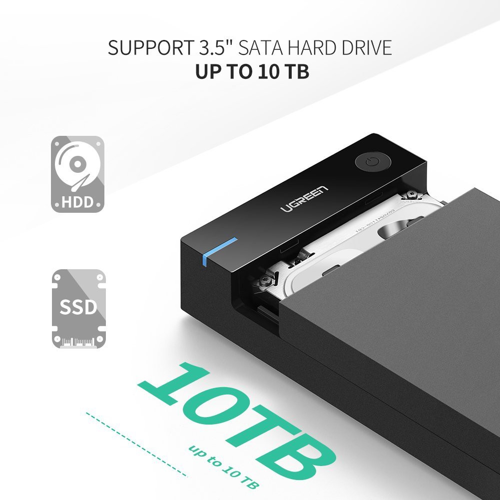 Hộp đựng ổ cứng 3.5inch SATA USB 3.0 Hỗ Trợ HDD 10TB UGREEN 50422 US222 Chính Hãng