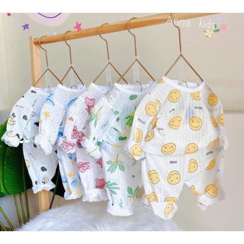 BỘ COTTON GIẤY DÀI TAY CHO BÉ TRAI/ BÉ GÁI