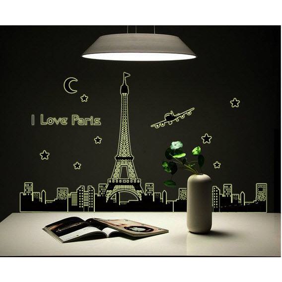Decal dán tường Thành phố Paris( có phản quang)