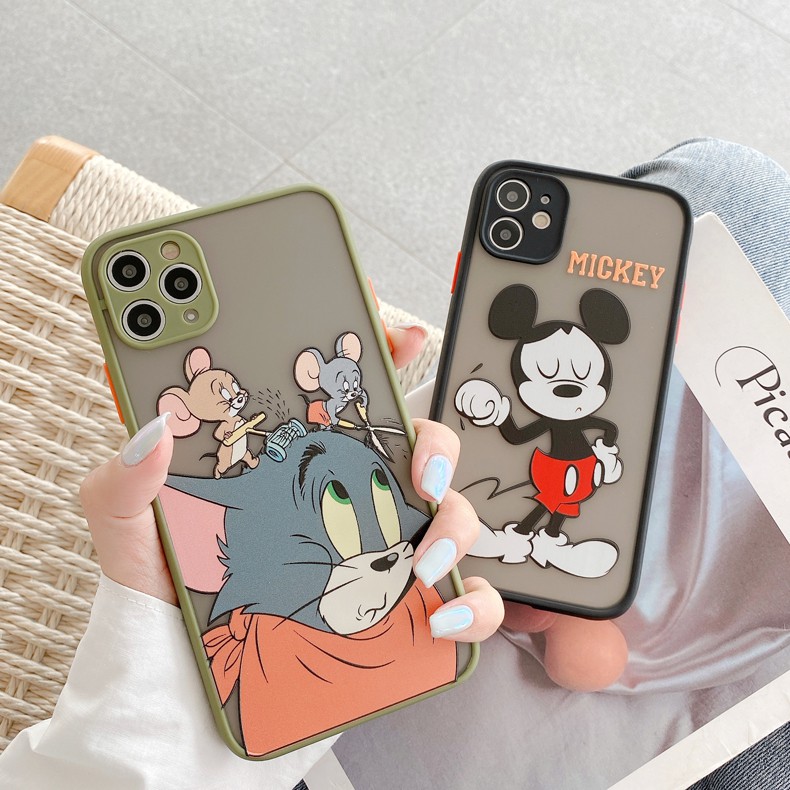 Ốp Lưng Nhám Chống Sock, Va Đập Bảo Vệ Camera Tom x Mickey - G055