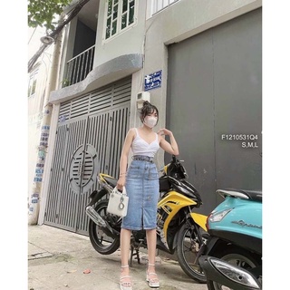 Về sll 🌺 Chân váy jean ôm xẻ tà trước có túi