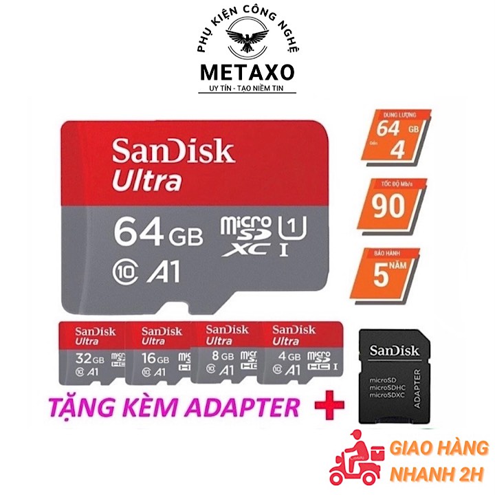 Thẻ nhớ SD Sandisk 32G 64G Ultra Class 10 và Extreme Pro tốc độ cao 4K cho máy ảnh máy quay mekaxo