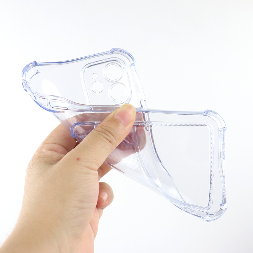 Anti-drop transparent TPU phone case with card holder for iPhone12 11 Pro Max XR XS X i8 Plus i11