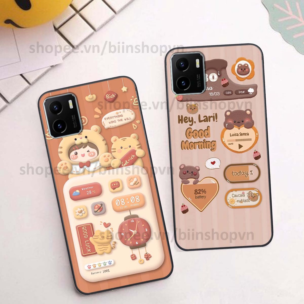 Ốp Vivo Y15s in 3D icon gấu nổi siêu xinh, siêu đáng yêu, cá tính phong cách