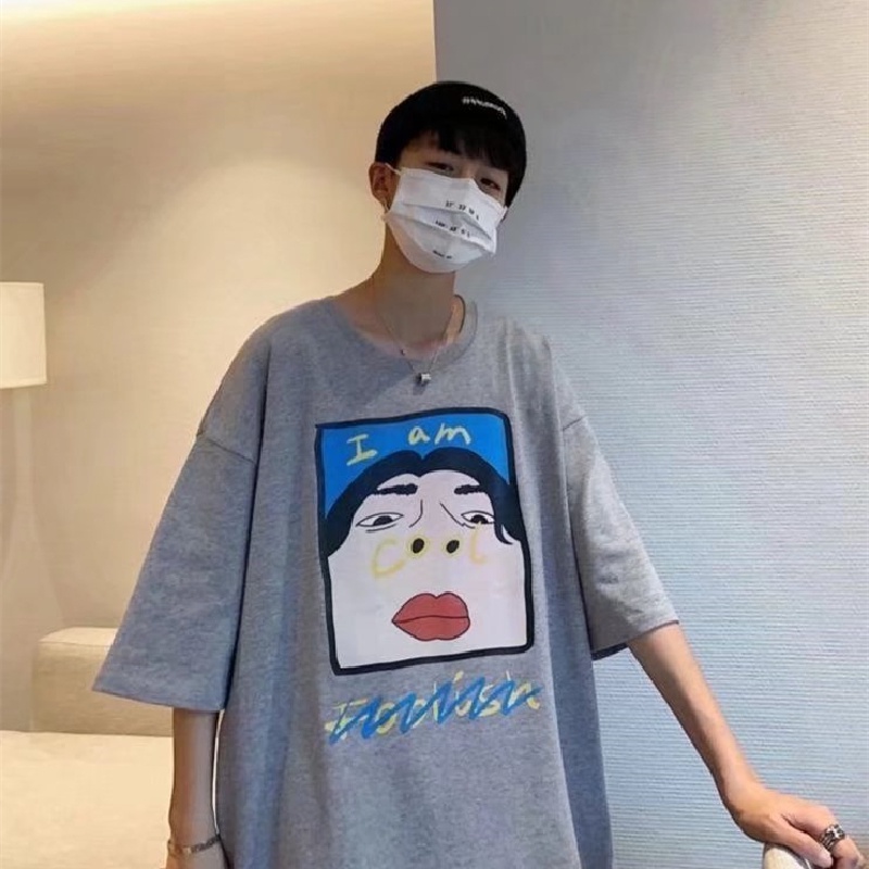 Áo Thun Tay Ngắn Dáng Rộng In Họa Tiết Hoạt Hình Phong Cách Hip Hop Đường Phố Hàn Quốc Thời Trang Cho Nam Và Nữ [M-8XL]