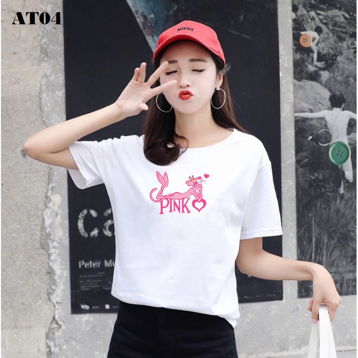 Áo thun nữ Cotton co giãn 4 chiều Pink AT01 - Áo phông nữ trẻ trung năng động, nhiều mẫu cho chị em lựa chọn