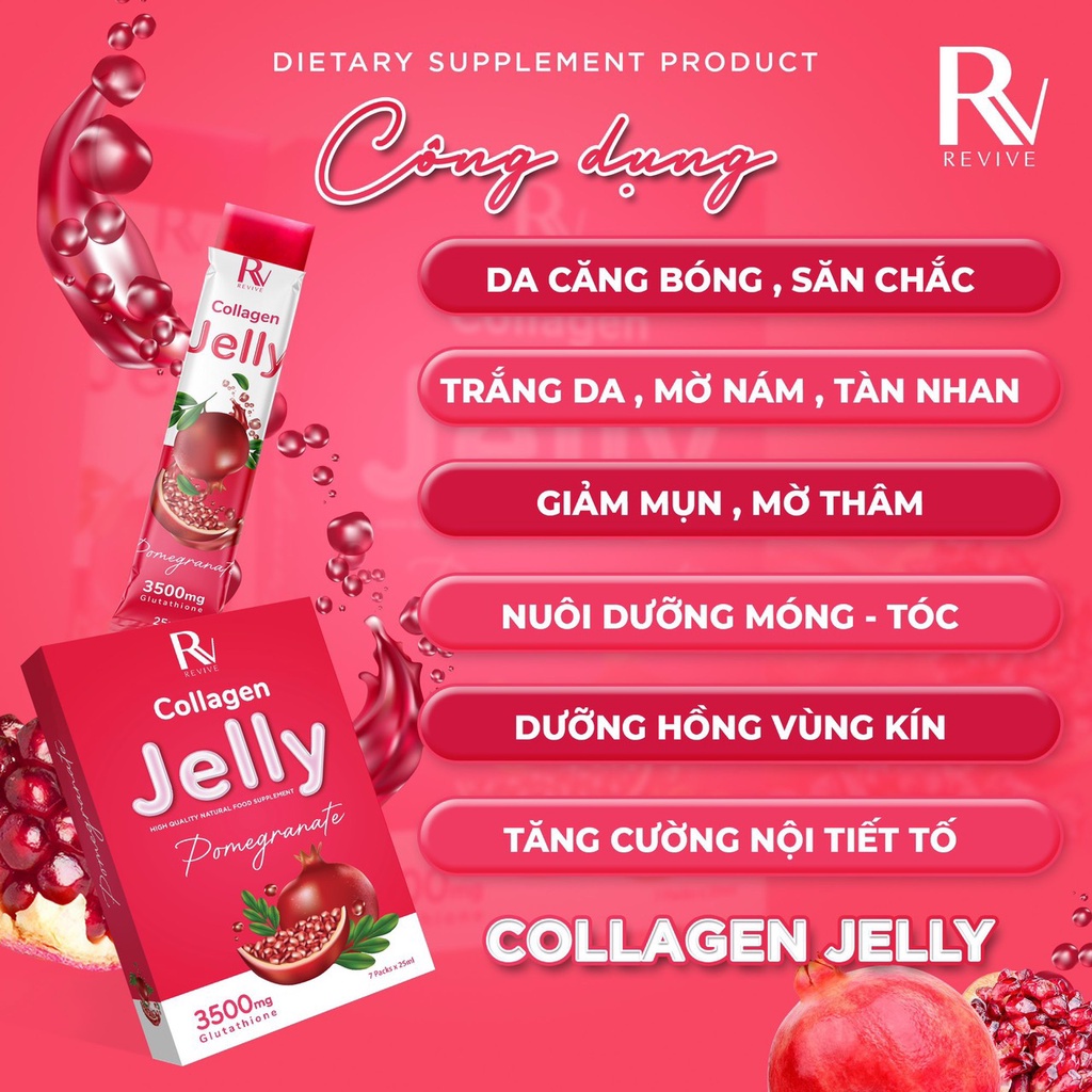 Thạch Collagen Trắng Da Thũy Sĩ, Thạch Lựu Collagen Jelly Pomegranate Dưỡng Trắng Da Toàn Thân Hộp 7 Gói
