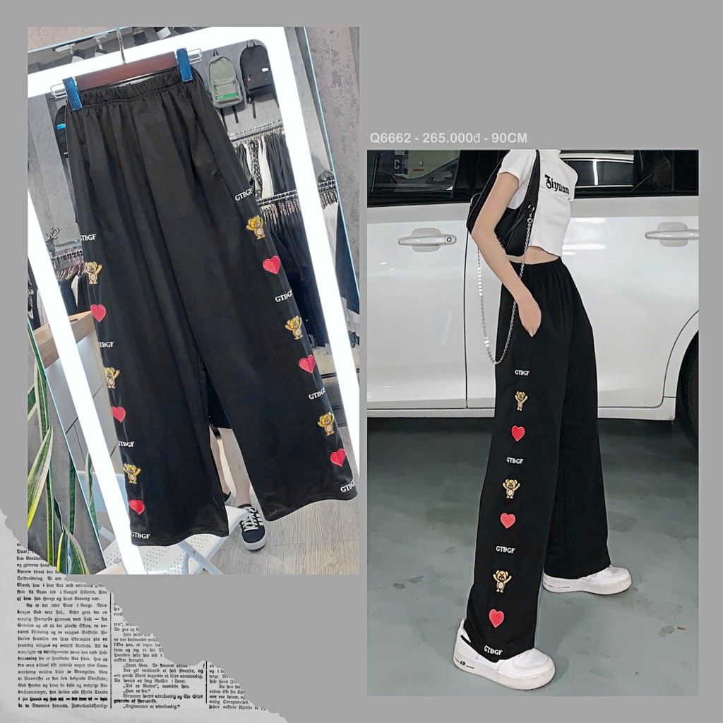 Quần Culottes Thêu Hình Gấu Và Trái Tim - Mã Số: Q6662